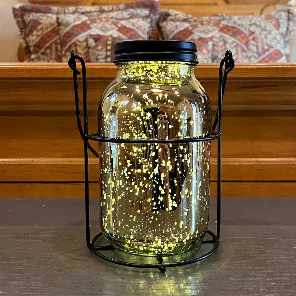 Gold Mercury Glass Fairy Light Mason Jar - Battery Operated